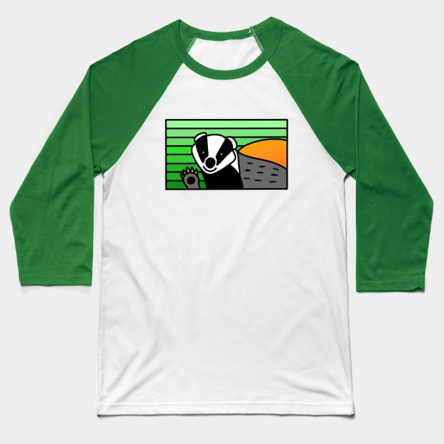 Funny Badger Baseball T-Shirt by Andrew Hau